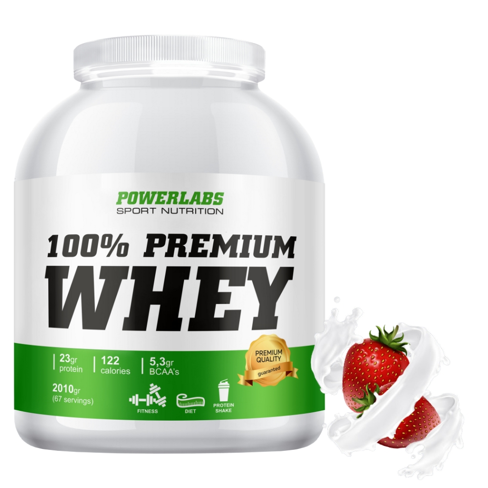 Протеин PowerLabs Premium Whey Сывороточный протеин 2010 g Клубника